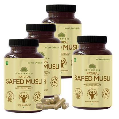 Natural Safed Musli Capsules with 5% Extract | 60 Capsules | 500mg each