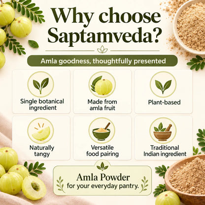 Saptamveda Amla Powder – Natural Indian Gooseberry Powder for Daily Nutrition, Immunity & Hair Care | 100g Composite Tin