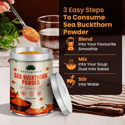 Saptamveda Organic Sea Buckthorn Powder | Himalayan Superberry for Immunity, Skin & Heart Health