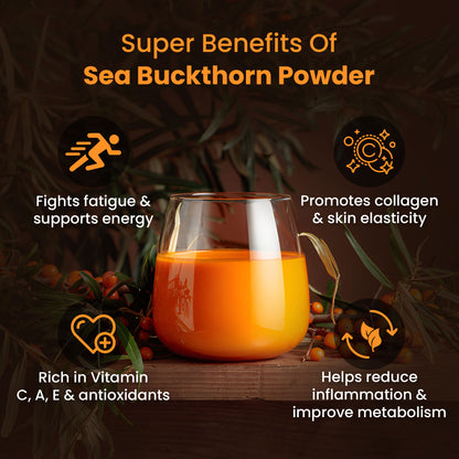 Saptamveda Organic Sea Buckthorn Powder | Himalayan Superberry for Immunity, Skin & Heart Health