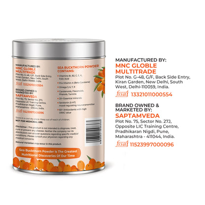 Saptamveda Organic Sea Buckthorn Powder | Himalayan Superberry for Immunity, Skin & Heart Health