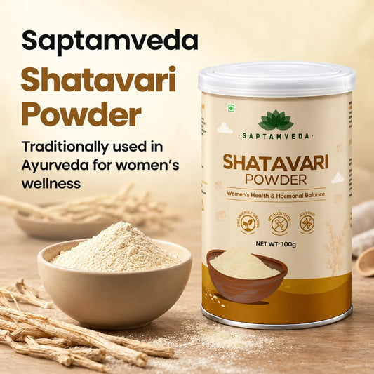 Saptamveda Shatavari Powder – Traditional Ayurvedic Herb for Women's Health & Daily Wellness | 100g Composite Tin