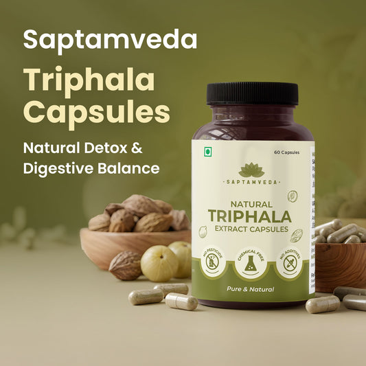 Natural Triphala Capsules - Amla, Bhibhitaki & Haritaki for Digestive Health & Immunity, 60 Capsules