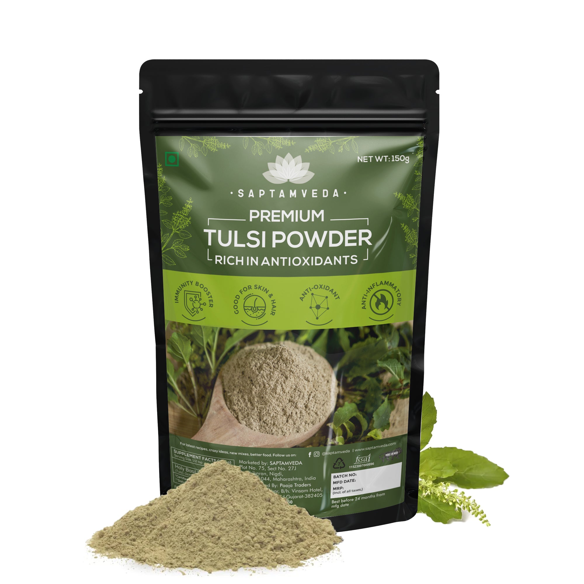 Buy Organic Tulsi Powder Online Holy Basil Herb Saptamveda