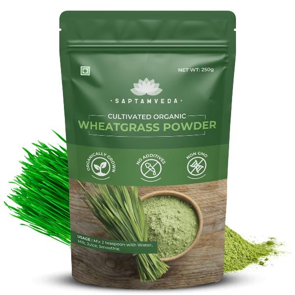 Saptamveda Wheatgrass Juice Powder – Organic Superfood for Detox, Energy & Immunity – Rich in Chlorophyll, Antioxidants & Nutrients, Non-GMO, Vegan