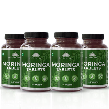 Saptamveda Organic Moringa Tablets - Protein-Rich Organic Superfood for Energy, Immunity & Weight Support