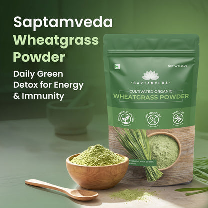 Saptamveda Wheatgrass Juice Powder - Detox & Immunity Boost