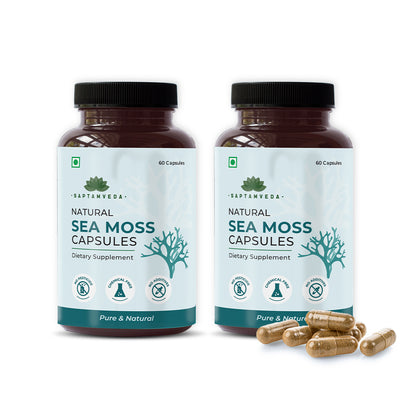 Saptamveda Irish Sea Moss Capsules with Bladder Wrack, Burdock, Turmeric & BioPerine | 500MG
