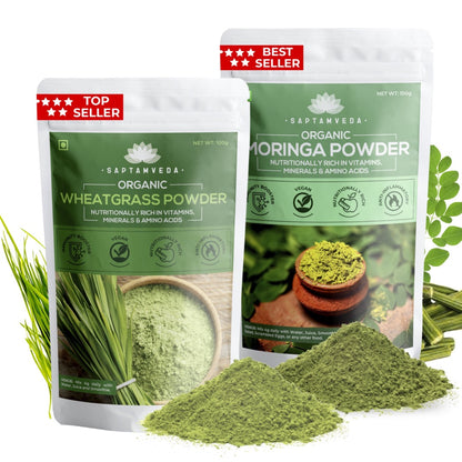 wheatgrass and moringa powder