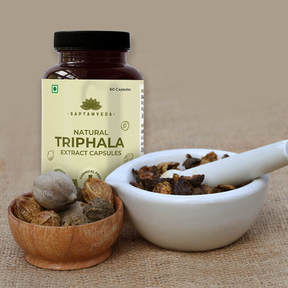 Natural Triphala Extract Capsules With Amla, Bhibhitaki & Haritaki Extract