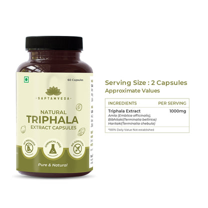 Natural Triphala Capsules (Amla, Bhibhitaki & Haritaki Extract)