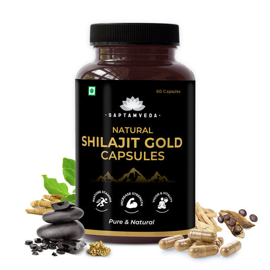 Saptamveda Shilajit Gold Capsule with Gold Bhasma, Kaunch Beej, Safed Musli and Ashwagandha  | 500MG Each