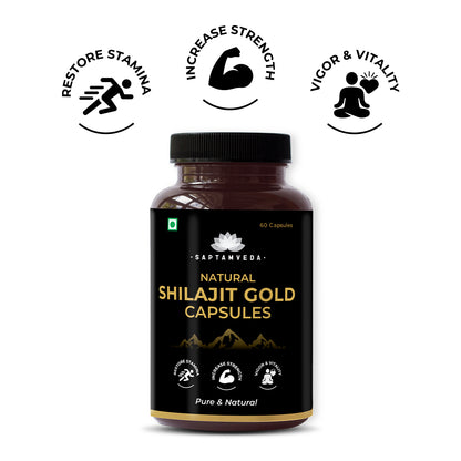 Saptamveda Shilajit Gold Capsule With Bhasma Ashwagandha Safed Musli Kaunch Beej| 500MG Each