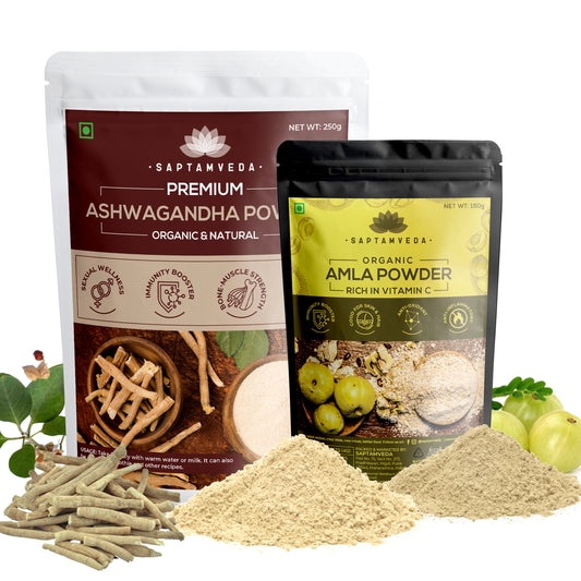 Ashwagandha and amla herbal powders