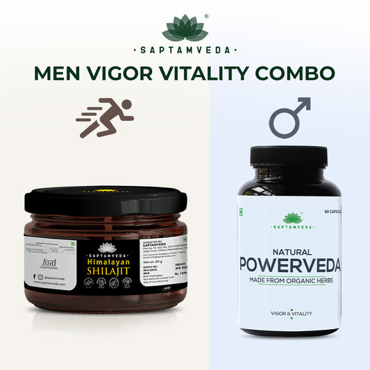 Vigor & Vitality Combo for Men | Powerveda Capsules | Himalayan Shilajit